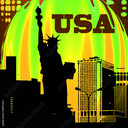 Plakat na papierze fotorealistycznym Statua, swoboda, usa, usa, Budynek, Miasto