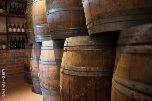 Obraz w ramie Barrels of wine