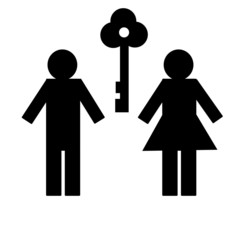 Isolate of man and girl on white background