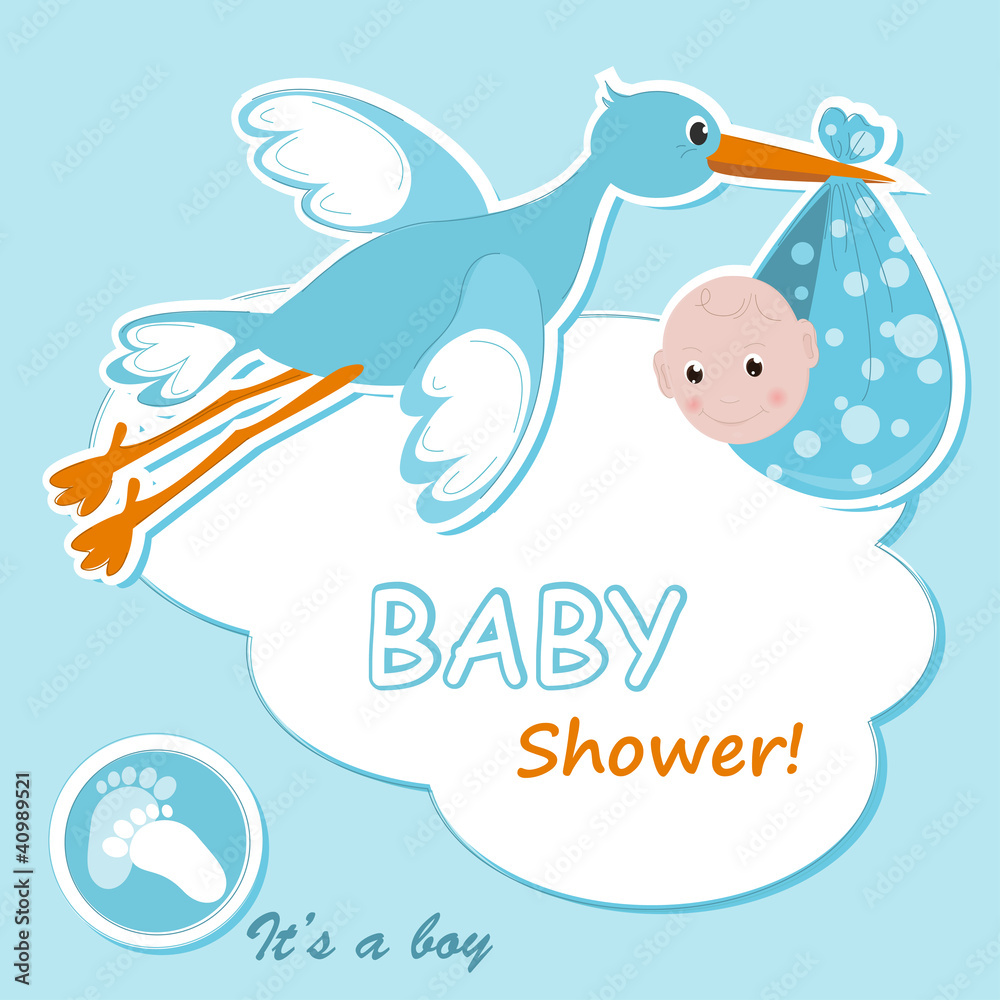 Baby Boy Arrival Announcement Card Wall Mural Wallpaper Murals Svetlana Ivanova