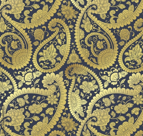Tapeta ścienna Tradycyjny paisley kwiatowy wzór, tekstylia, królewskie indie