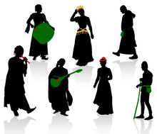 Silhouettes Of Medieval People