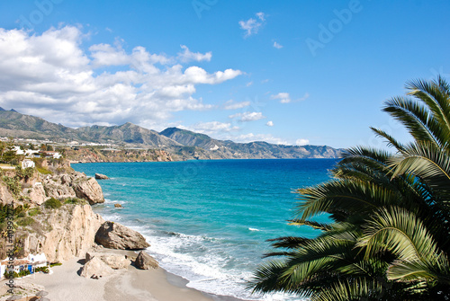 Tapeta ścienna Nerja plaża i miasto - Hiszpania