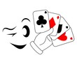 Draw poker player with a wink