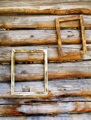 Wall Mural - Two wooden frameworks on an ancient timbered wall