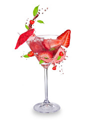 Fototapete - Strawberry mojito drink with splash