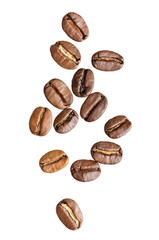 Wall Mural - Coffee beans on isolated white background