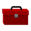 Red tool box isolated over white background
