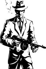 Wall Mural - drawing - the gangster - a mafia