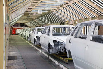 Wall Mural - cars in a row at car plant