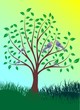 © lenochkas - green tree in the spring with birds for your design