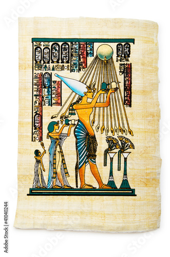 Fototapeta na wymiar Egipska scena z mitologii na papirusie