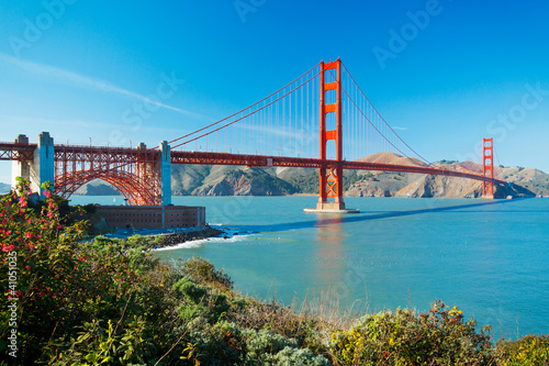 Fotografie, Obraz The Golden Gate Bridge in San Francisco with beautiful blue ocea