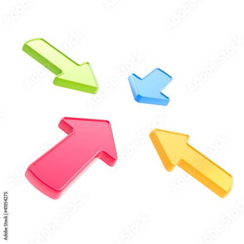 Arrow attention symbol badge isolated