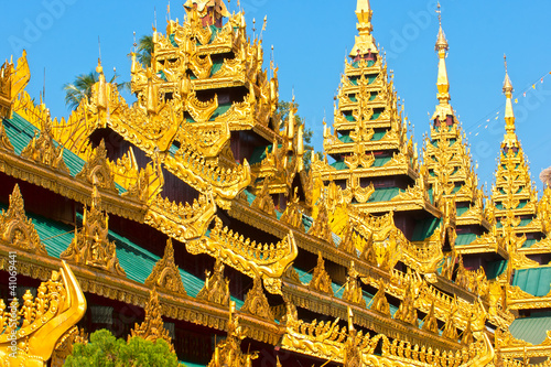 Obraz w ramie Shwedagon Paya, Yangoon, Myanmar.