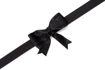 Sticker - black bow on ribbon isolated on white