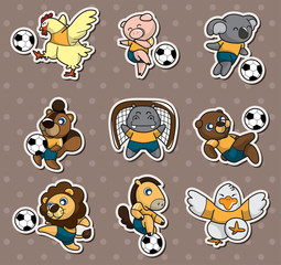 Wall Mural - cartoon animal soccer player stickers