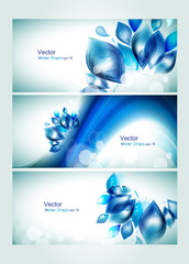 Wall Mural - abstract water headers with splash and glitter effects.