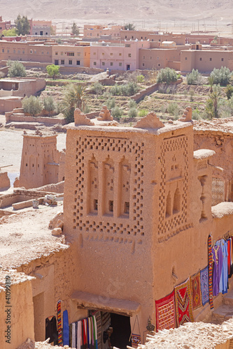 Obraz na płótnie canvas czteroczęściowy "tetraptyk" Kasbah in ait ben haddou, maroko