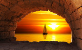 Fototapeta Zachód słońca - Sailing