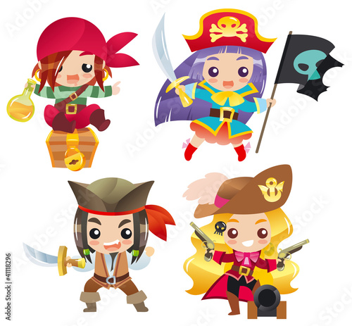 Fototapeta na wymiar Cartoon pirates Set 1