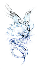 Papier Peint - Sketch of tattoo art, dragon