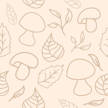 Cute Unique Background With Mushrooms And Leaves