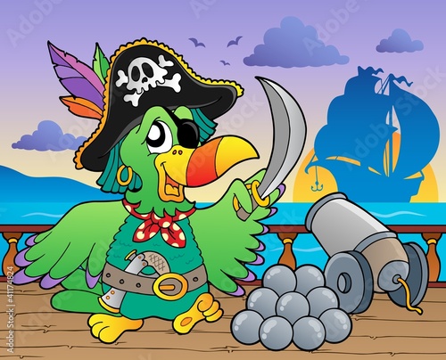 Naklejka samoprzylepna Temat piratów na pokładzie statku 5