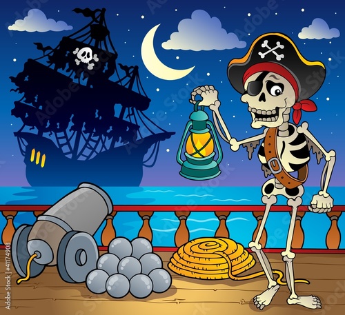 Naklejka samoprzylepna Temat piratów na pokładzie statku 7
