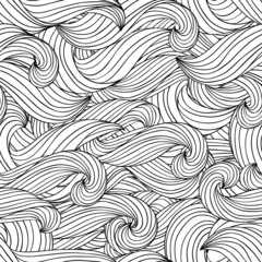 Vector seamless abstract pattern with waves and cloud.