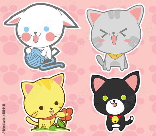 Fototapeta na wymiar Kawaii Cats