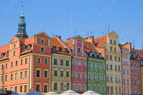 Naklejka - mata magnetyczna na lodówkę market square in old town of Wroclaw, Poland