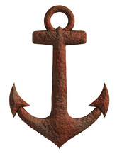 Rusty Anchor On A White Background