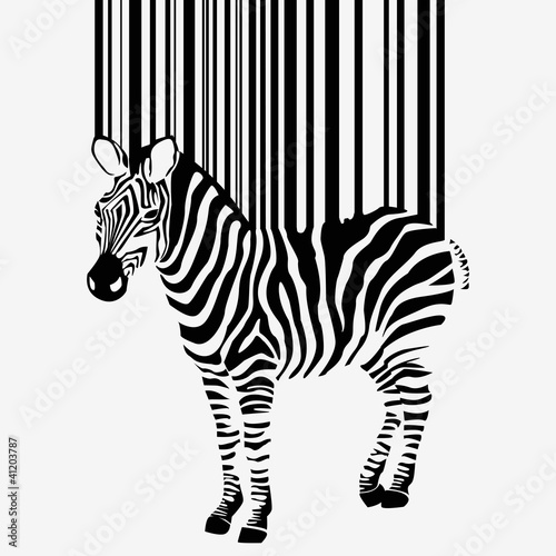 Naklejka samoprzylepna Streszczenie sylwetka wektor zebra z kodem kreskowym
