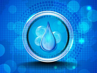 Wall Mural - abstract shiny background with blue water drop and frame.