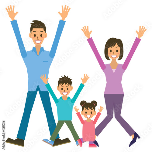 家族 親子 喜ぶ イラスト Stock Vector Adobe Stock