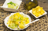 light salad with leek,celery and pineapple