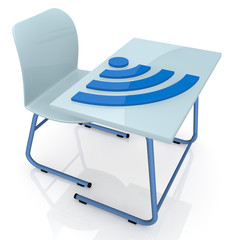 Poster - school desk with wireless symbol