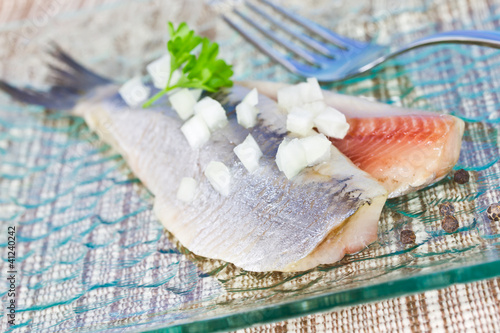 Matjes mit Zwiebeln Tablou Canvas