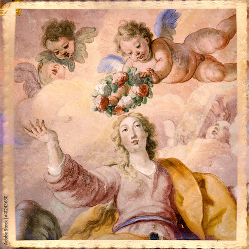 Board z aluminiowym obramowaniem Frescoed wnętrze starożytnego pałacu