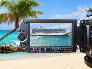 Wall Mural - View through the camera on luxury cruise ship