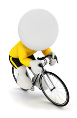 3d white people racing cyclist