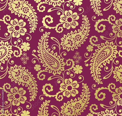 Tapeta ścienna Tradycyjny paisley kwiatowy wzór, tekstylia, Radżastan, Indie