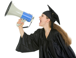 Wall Mural - Graduation student shouting through megaphone