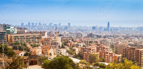 Plakat na papierze fotorealistycznym Panoramę Barcelony