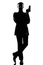Silhouette Man Full Length Secret Agent In A James Bond Posture