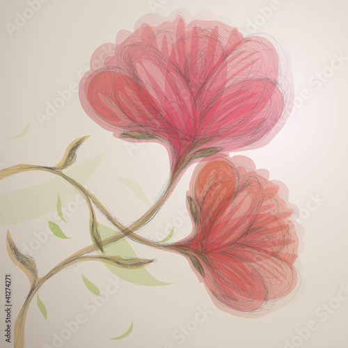 Naklejka dekoracyjna Sweet pink flowers / Abstract floral background