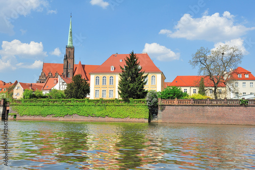 Plakat na papierze fotorealistycznym Wrocław - ostrow tumski - kościół św. 