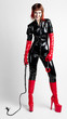 © Richard Semik - standing woman wearing extravagant clothes holding a whip and ha