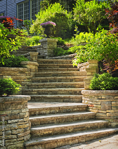 Nowoczesny obraz na płótnie Stone stairs landscaping